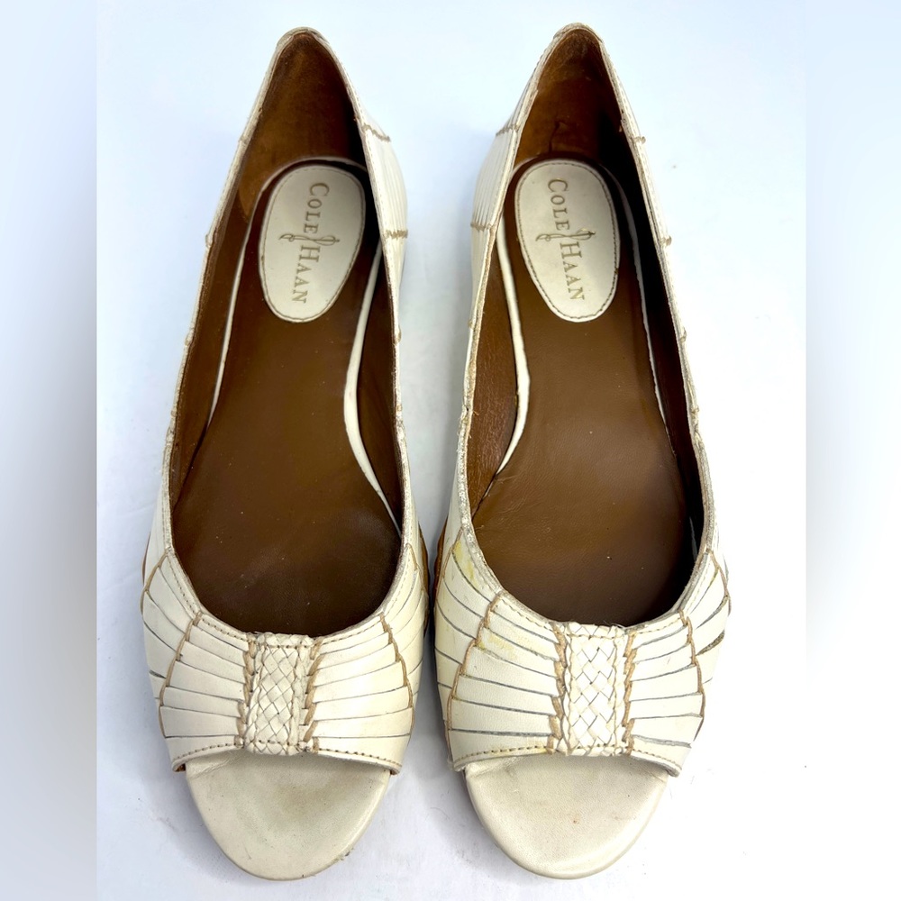 Women’s Cole Haan Slip On Open Toe Shoes Size 8.5B White